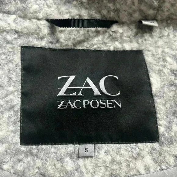 ZAC POSEN|Wool Gray Open Blanket Cape Coat Pockets Minimalist Timeless Capsule|S - Picture 8 of 14